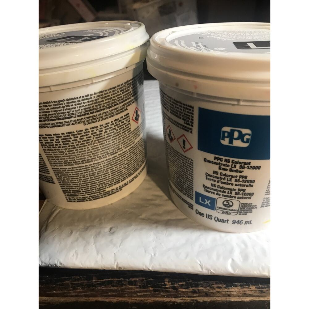 New PPG LX 96-12000 HS Colorant Concentrate Raw Umber 1 Quart 946ml Lot Of 2